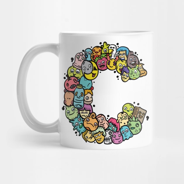 Alphabet Monster Doodle Letter C Monogram by Irene Koh Studio